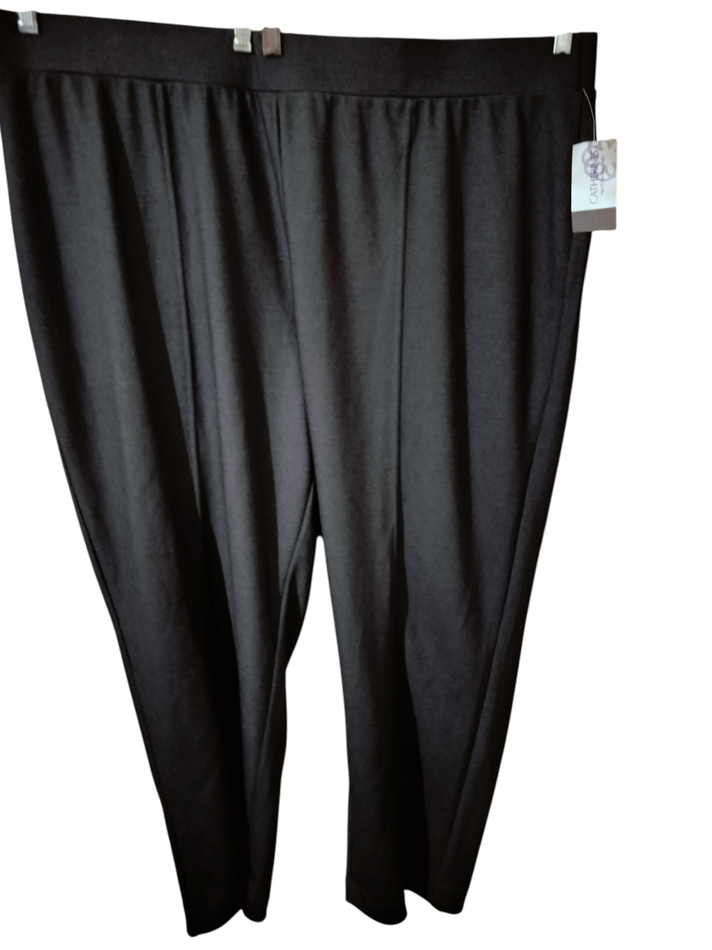 5821)Catherines Plus 3X(26-28) Rich Gray Crepe Knit Business Office Pullon Pants